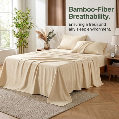 6-Piece: Luxury Home Cool Bamboo-Fiber Sheet Set