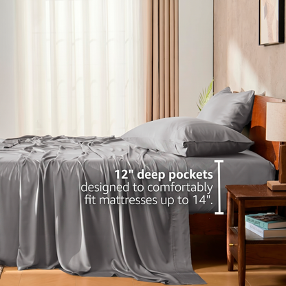 6-Piece: Luxury Home Cool Bamboo-Fiber Sheet Set
